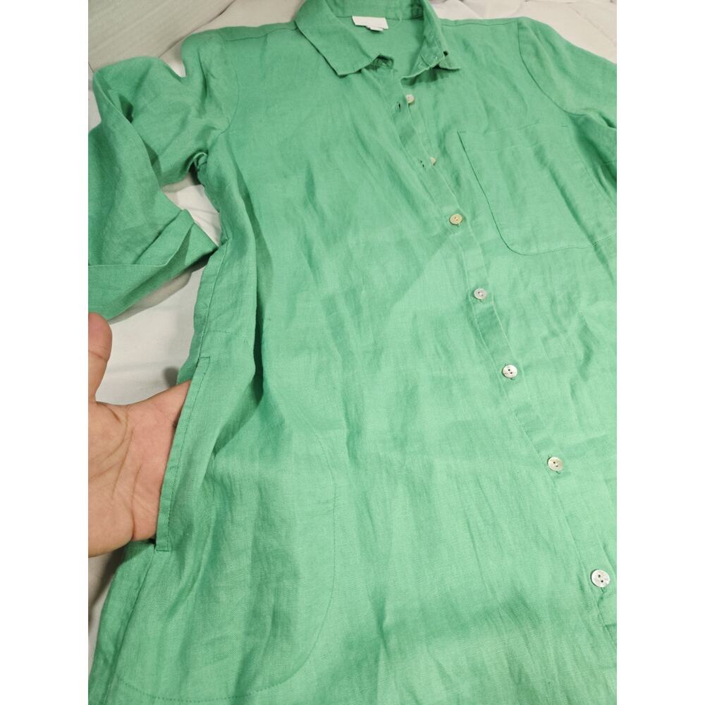 J. Jill shirt Dress S Love Linen Green longline lagenlook Ocean Love Coastal - Picture 3 of 8